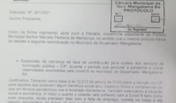 Indicação para suspender taxa de iluminação pública no período da pandemia foi reprovada por vereadores da situação.