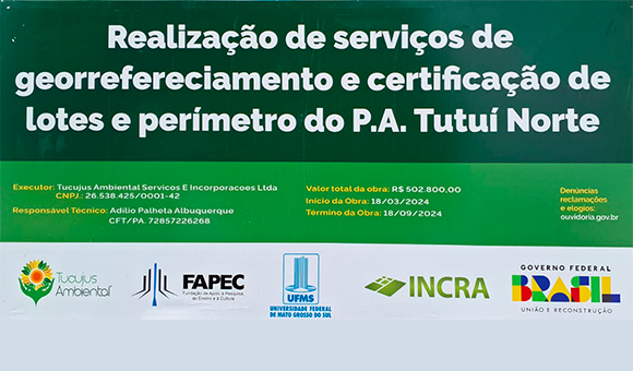 INCRA:  Serviço  gratuito de Georreferenciamento e certificação de lotes  no perímetro do P.A Tutui Norte